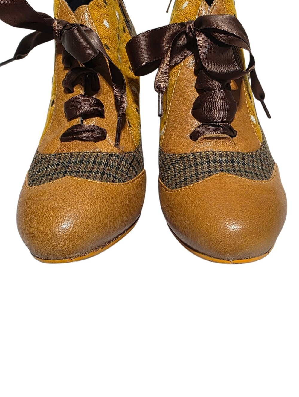 POETIC LICENSE "BETSEY'S BUTTONS" TWEED LACE-UP HEELED OXFORD ANKLE BOOTIES SZ7 - Picture 7 of 14